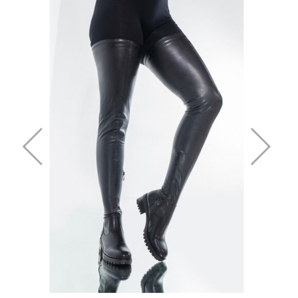 Brand New Plus Size Thigh Hugh Faux Leather Boots